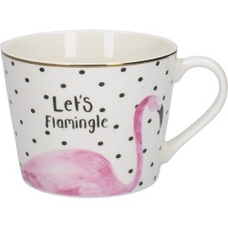 Creative Tops Flamingo Mug with 'Lets Flamingle' Design, Ceramic, White, 450 ml