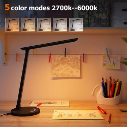 TaoTronics LED Desk Dimmable Office Lamp + USB Charging + 5 Lighting Mode + 7 Brightness Levels, Touch Control