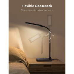 TaoTronics LED Desk Lamp with Flexible Gooseneck & 7 Brightness Levels, USB Charging Port ,7W