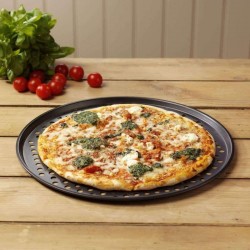 Wham Black Vitreous Enamel Round Pizza Oven Tray, 30cm