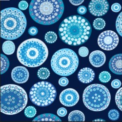 Wrapping Gift Paper with Blue Abstract Flowers Pattern -  59.5cm W X 42cm L