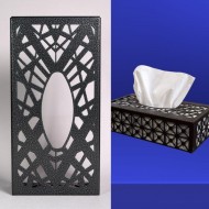 Zuri Decorative Tissue Box Cover – Birds Nest Design Silver