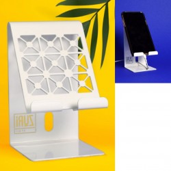 Zuri Desk Mobile Phone Holder, Geometric Design White