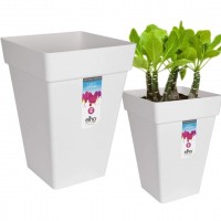 Elho Loft Urban Square Flowerpot - White - Outdoor, 41.5 cm Height 