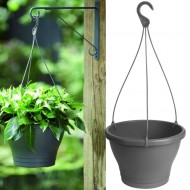 Elho Corsica Hanging Basket Planter - Anthracite, 30cm