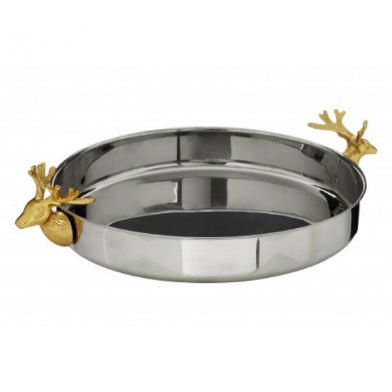 Premier Atholl Round Serving Tray Stainless Steel Gold Finish Stag Gold Finish Handles, 0507143 Shop quality Premier Atholl Round Serving Tray Stainless Steel Gold Finish Stag Gold Finish Handles in Kenya from vituzote.com Shop in-store or get countrywide delivery!