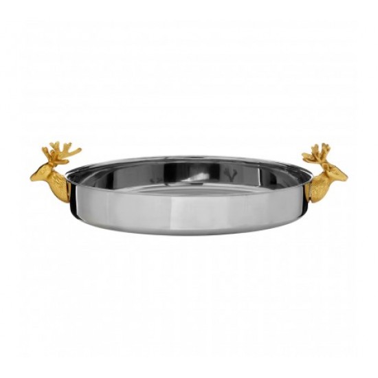Shop quality Premier Atholl Round Serving Tray Stainless Steel Gold Finish Stag Gold Finish Handles in Kenya from vituzote.com Shop in-store or get countrywide delivery!