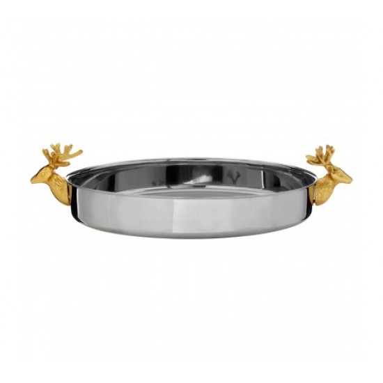 Premier Atholl Round Serving Tray Stainless Steel Gold Finish Stag Gold Finish Handles, 0507143 Shop quality Premier Atholl Round Serving Tray Stainless Steel Gold Finish Stag Gold Finish Handles in Kenya from vituzote.com Shop in-store or get countrywide delivery!