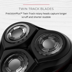 Remington Men's Electric Razor with Precision Plus Heads, Stubble Attachment Included, Black