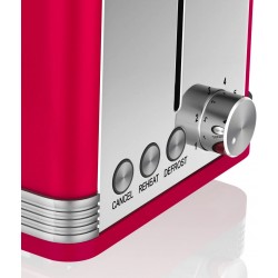 Swan 2-Slice Retro Toaster, Cancel/Defrost + Reheat Function + SLide Out Crumb Tray, Red
