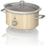 Swan 3.5 Litre Retro Slow Cooker with Removable Ceramic Pot, 3 Heat Settings, 200w, Cream