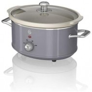 Swan 3.5 Litre Retro Slow Cooker with Removable Ceramic Pot, 3 Heat Settings, 200w, Grey