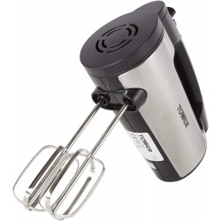 Tower Stainless Steel Hand Mixer, 300 Watts, Silver/Black ( Includes 4 attachments)