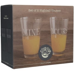 Creative Tops "Stir It Up Mine and Yours Printed Highball Glasses, 480ml, Gift Boxed