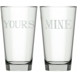 Creative Tops "Stir It Up Mine and Yours Printed Highball Glasses, 480ml, Gift Boxed