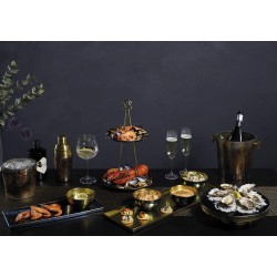 Artesà Cake Stand with Footed Base, Galvanised Steel, Brass/Metallic Blue