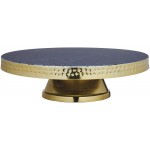 Artesà Cake Stand with Footed Base, Galvanised Steel, Brass/Metallic Blue