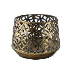 Candlelight Antiqued Blackened Brass Tealight Candle Holder Small - 7.5cm Height