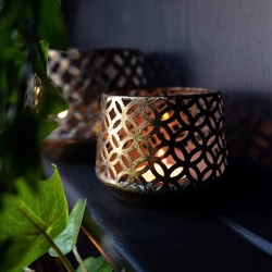 Candlelight Antiqued Blackened Brass Tealight Holder Small - 7.5cm Height
