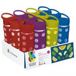 Colourworks Glass Drinks Water Bottle - Assorted Colours, 450ml