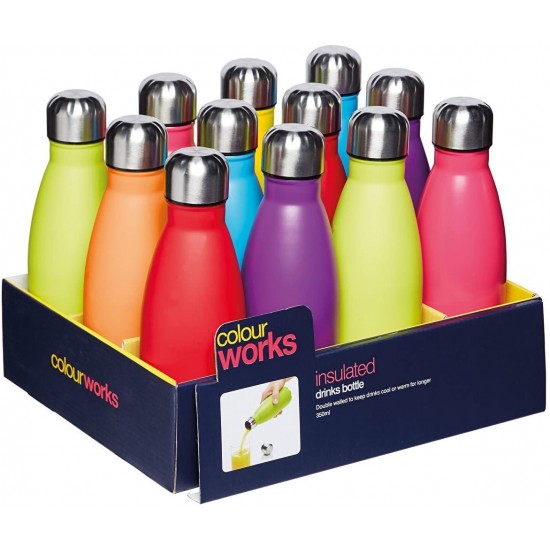 Colourworks Insluated Vacuum Drinks Bottle, 350ml - Assorted Colours