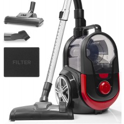 Duronic Bagless Cylinder Vacuum Cleaner Cyclonic Pet Carpet and Hard Floor Cleaner, 700W - Washable HEPA Filter, Extendable Hose, Turbo Brush & 2-in-1 Tool .