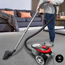 Duronic Bagless Cylinder Vacuum Cleaner Cyclonic Pet Carpet and Hard Floor Cleaner, 700W - Washable HEPA Filter, Extendable Hose, Turbo Brush & 2-in-1 Tool .