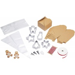 Sweetly Does It Christmas Cookie Cutter Set with Sweet, Gift, Piping Bags and Nozzles in a Box, Stainless Steel