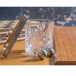BarCraft Whiskey Gift Set - Glass, tongs and two whiskey balls
