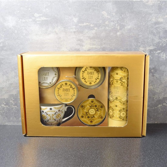Candlelight Bohemian Gift Set Amber Lily Yellow in Gift Box - 6 Pieces Candlelight Bohemian Gift Set Amber Lily Yellow in Gift Box - 6 Pieces