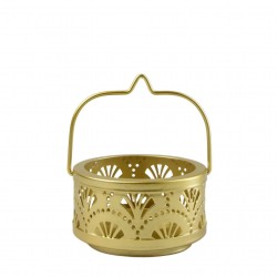 Candlelight Small Gold Metal Cut Out Candle Holder - 6cm Height