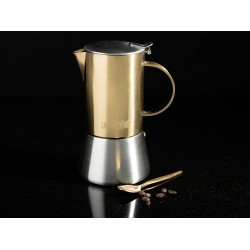 La Cafetière Edited Induction-Safe 4-Cup Brushed Gold Stovetop Moka Pot Espresso Maker, 200 ml