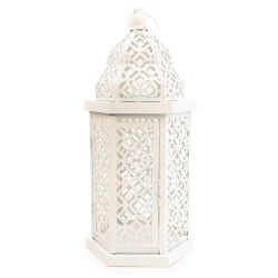 Candlelight Large Rustic Cut Out Metal Lantern, Cream  - 44.5cm Height