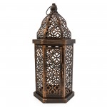 Candlelight Large Rustic Cut Out Metal Lantern, Brown - 44.5cm Height