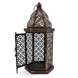 Candlelight Large Rustic Cut Out Metal Lantern, Brown - 44.5cm Height