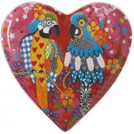 Maxwell & Williams Love Hearts Heart Shaped Side Plate with Araras Design, Gift Boxed, Porcelain, Pink, 15.5 cm