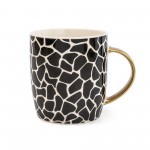 Candlelight Animal Luxe Barrel Mug with Giraffe Print with Gold Handle