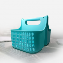 Home Basics Two Compartment Plastic Shower Tote With Non-Slip Handle Turquoise