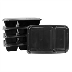 Home Basics 5 Piece 2 Compartment BPA-Free Plastic Meal Prep Containers, Black
