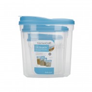 Kitchen Craft 3-Piece Plastic Dry Good Storage Container Set with clip top lids ( 4.5 litres, 2 litres and 1.2 litres).