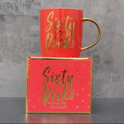 Candlelight Sixty 60 Rocks Milestone Mug in Gift Box Red,  9.2cm 