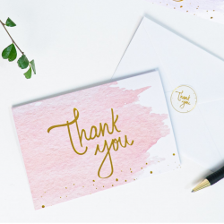 Nest Designs Gold And Watercolor Blank Thank You Cards for Thank You Notes - Peach