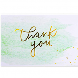 Nest Designs Gold And Watercolor Blank Thank You Cards for Thank You Notes - Green