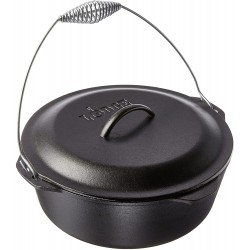 Lodge Cast Iron Dutch Oven. Pre Seasoned Cast Iron Pot and Lid with Wire Bail for Camp Cooking, 8.5 Liters