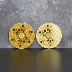 Candlelight Bohemian Assorted Ceramic Coasters Ochre and Gold 10cm (Sold Per Piece)