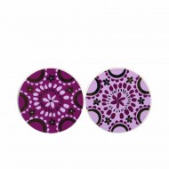 Candlelight Bohemian Assorted Ceramic Coasters Plum and Gold 10cm (Sold Per Piece)