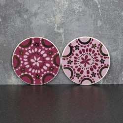 Candlelight Bohemian Assorted Ceramic Coasters Plum and Gold 10cm (Sold Per Piece)