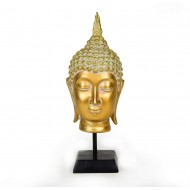 Candlelight Buddha Head Ornament on Stand Gold 24cm