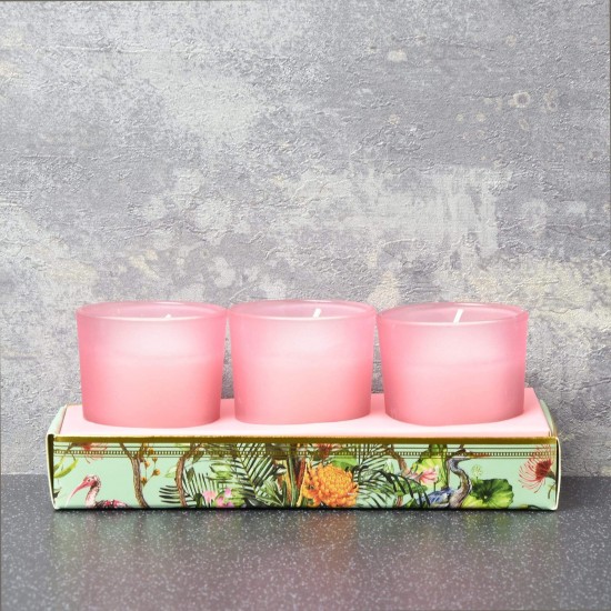 Gift for Her Candlelight Chinoiserie Set of 3 Wax Filled