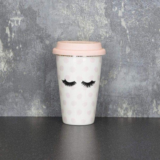 Candlelight Eyelash Travel Mug 15cm - Pink Candlelight Eyelash Travel Mug 15cm - Pink
